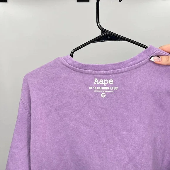 Bathing Ape BAPE Lavender Purple Crew Neck L - Picture 5 of 8